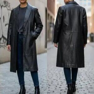 Jacqueline Ferrar Genuine Leather Trench Coat